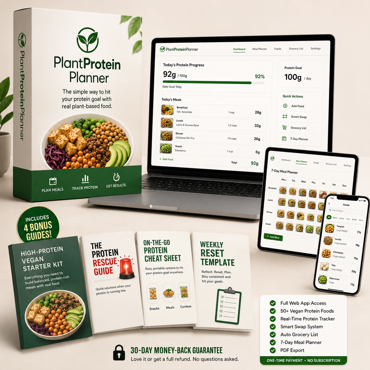 PlantProteinPlanner — High-Protein Vegan Day Builder | Real Food, No Powders